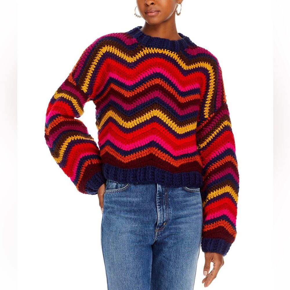 Farm Rio Colorful Waves Crochet Sweater XXS